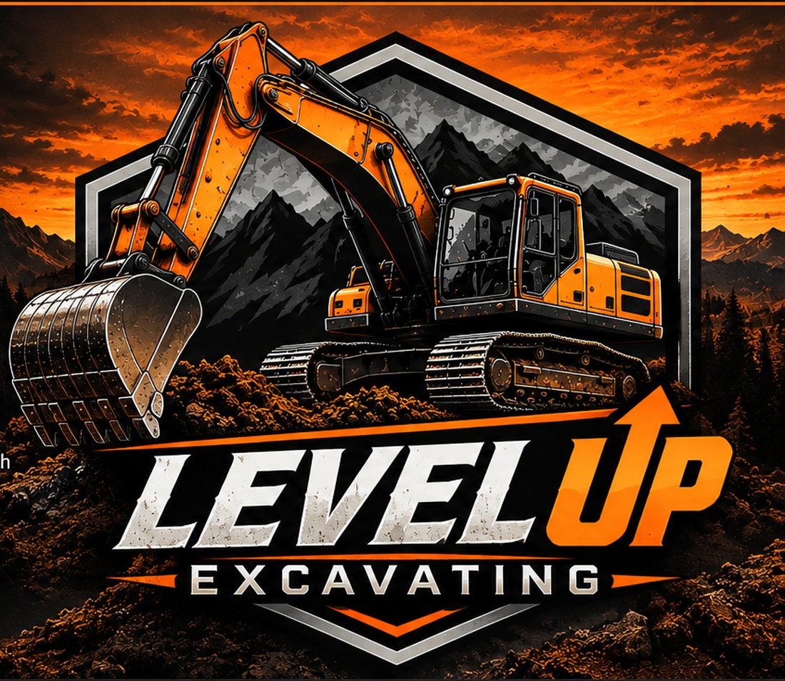 Orange excavator working in the Black Hills